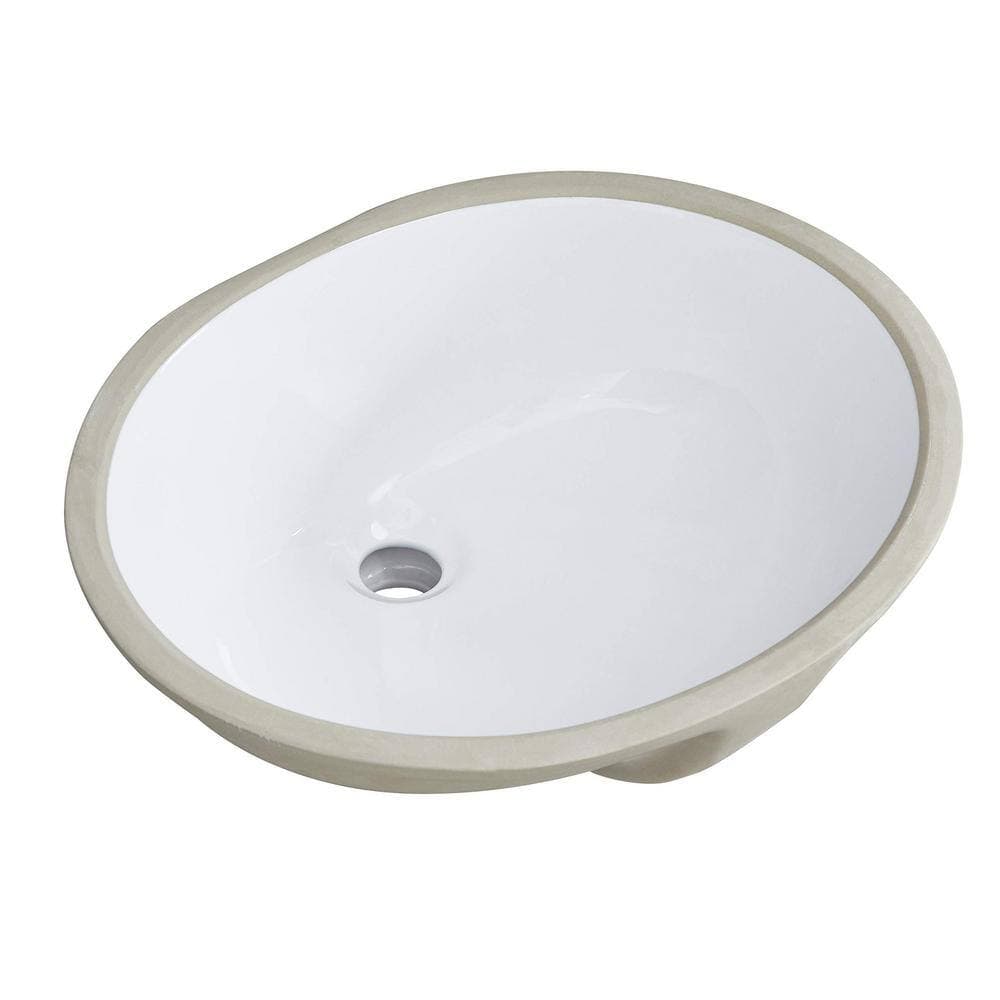 Unbranded 19.5 in. White Oval Undermount Bathroom Sink With Overflow (2)