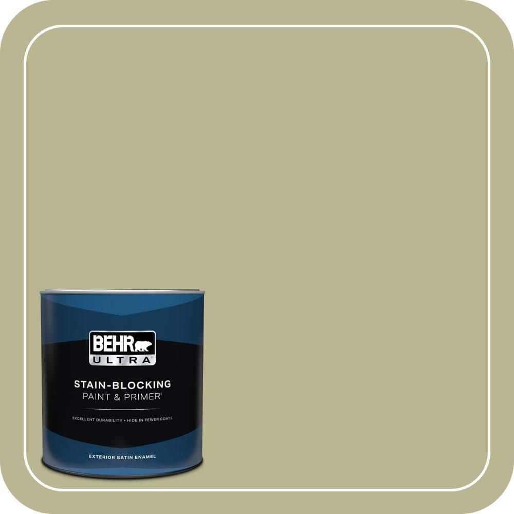 BEHR ULTRA 1 qt. #MQ6-56 Lichen Satin Enamel Exterior Paint & Primer