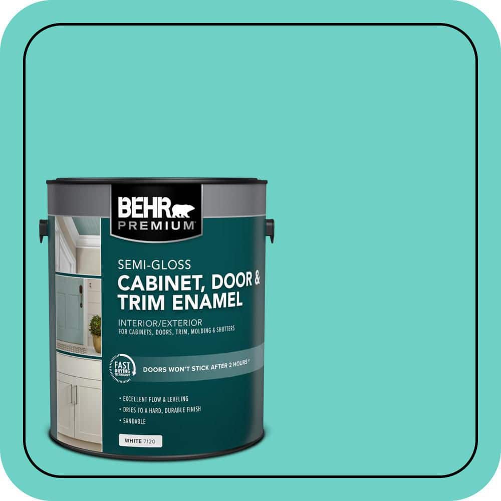 BEHR PREMIUM 1 gal. #AE-38 Water Pool Semi-Gloss Enamel Interior/Exterior Cabinet, Door & Trim Paint