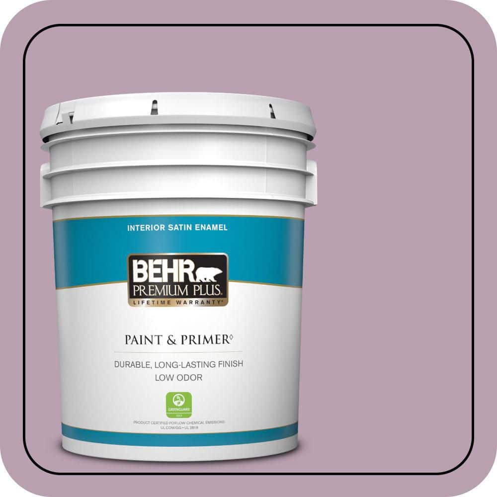 BEHR PREMIUM PLUS 5 gal. #S110-4 Highland Thistle Satin Enamel Low Odor Interior Paint & Primer