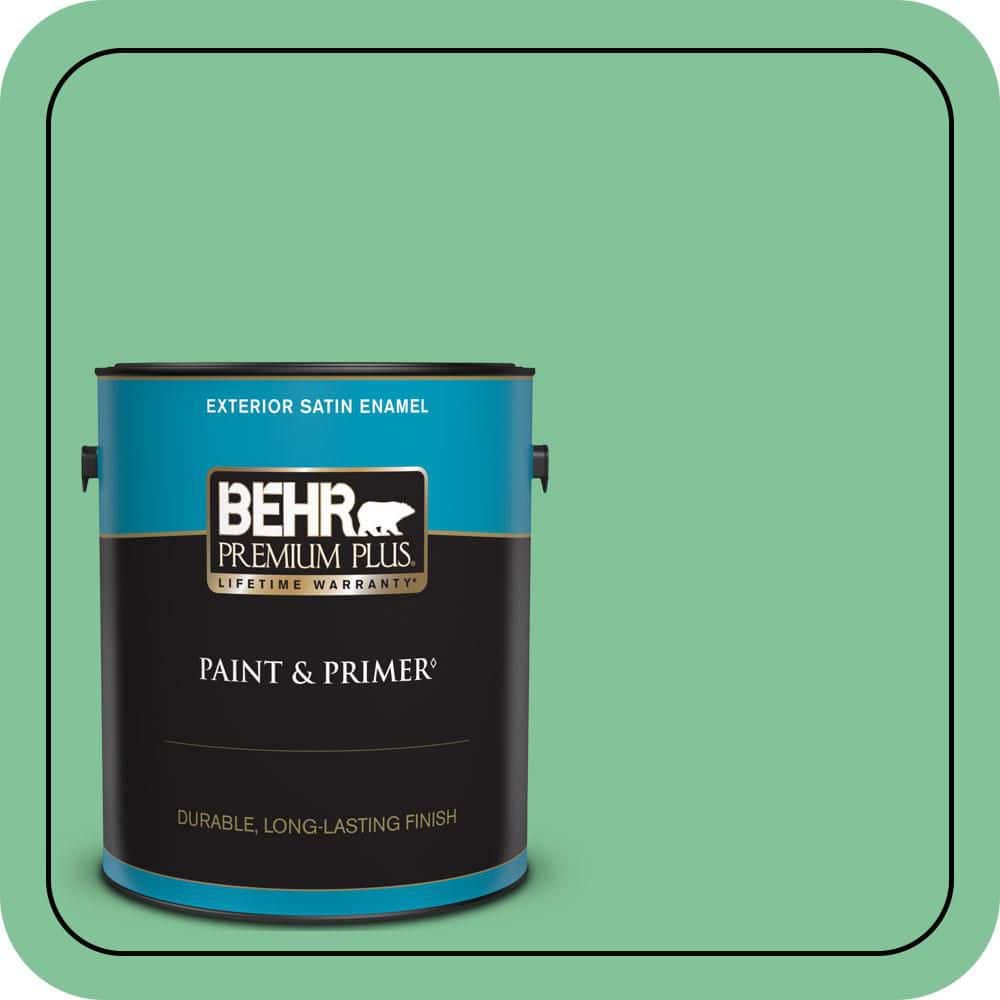 BEHR PREMIUM PLUS 1 gal. #P410-4 Willow Hedge Satin Enamel Exterior Paint & Primer
