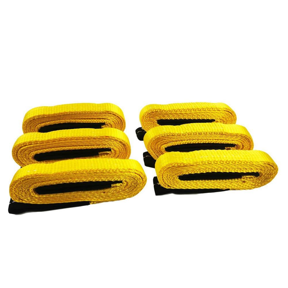 OGETFUUR 1 in. x 8 ft. Lift Sling Straps with 2 Reinforced Loops, 5000 lb. Break Strength, Yellow (6-Pack) (2)