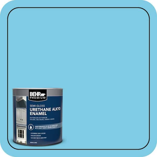 BEHR PREMIUM 1 qt. #P490-3 Big Chill Semi-Gloss Enamel Urethane Alkyd Interior/Exterior Paint (2)