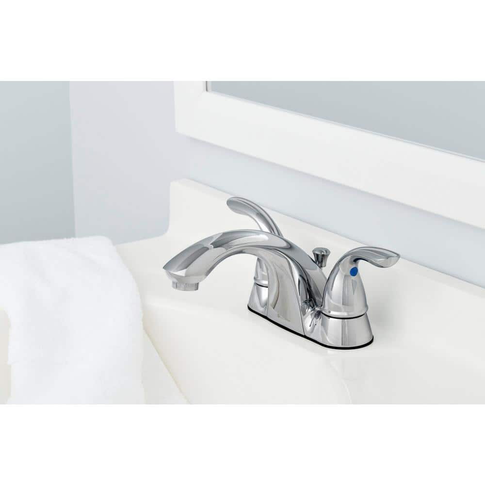 Glacier Bay Builders 4 in. Centerset Double Handle Low-Arc Bathroom Faucet in Chrome (3)