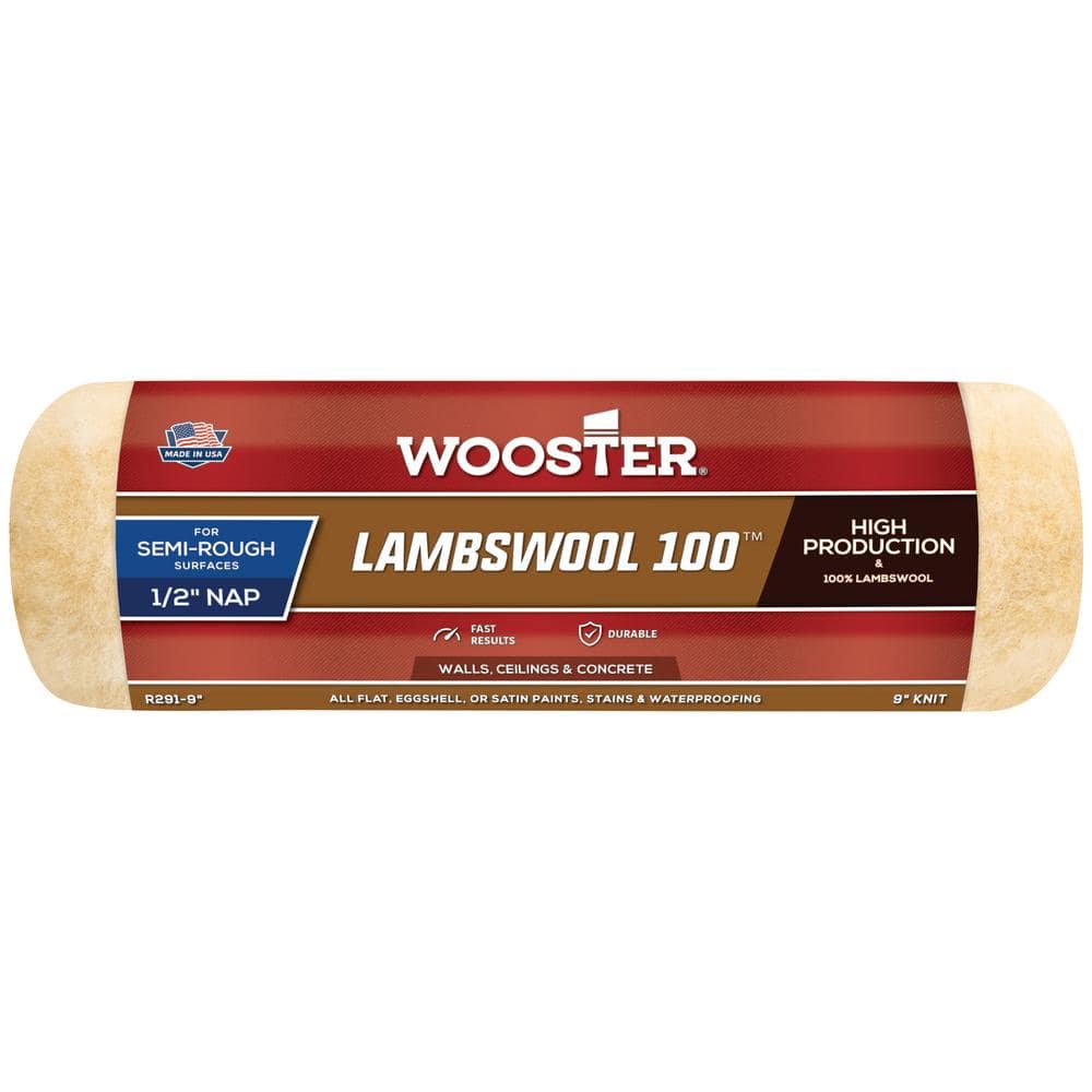 Wooster Lambswool 100 9 in. x 1/2 in. Wool Roller Cover (1)