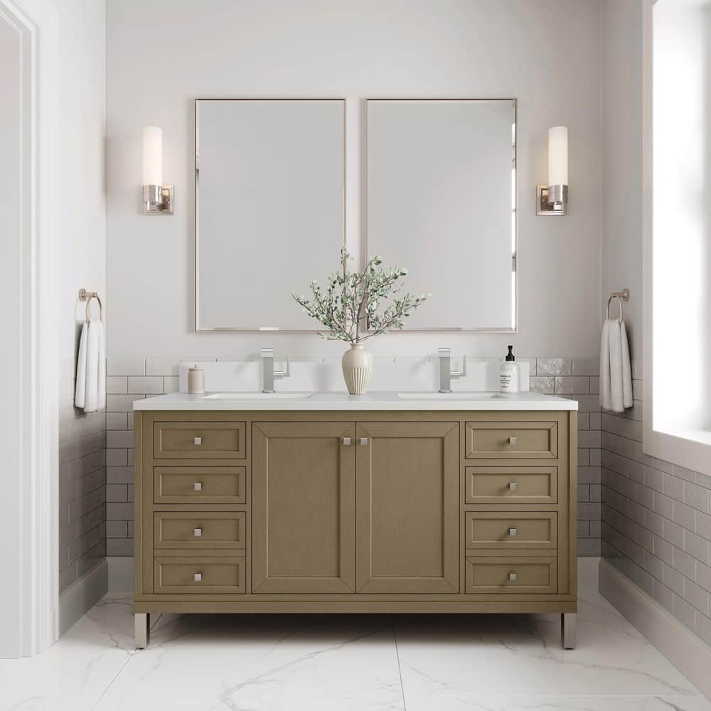 James Martin Vanities Chicago 59.9 in. W x 23.3 in. D x 32.6 in. H Double Bath Vanity Cabinet ithout Top in Walnut Whisper (1)