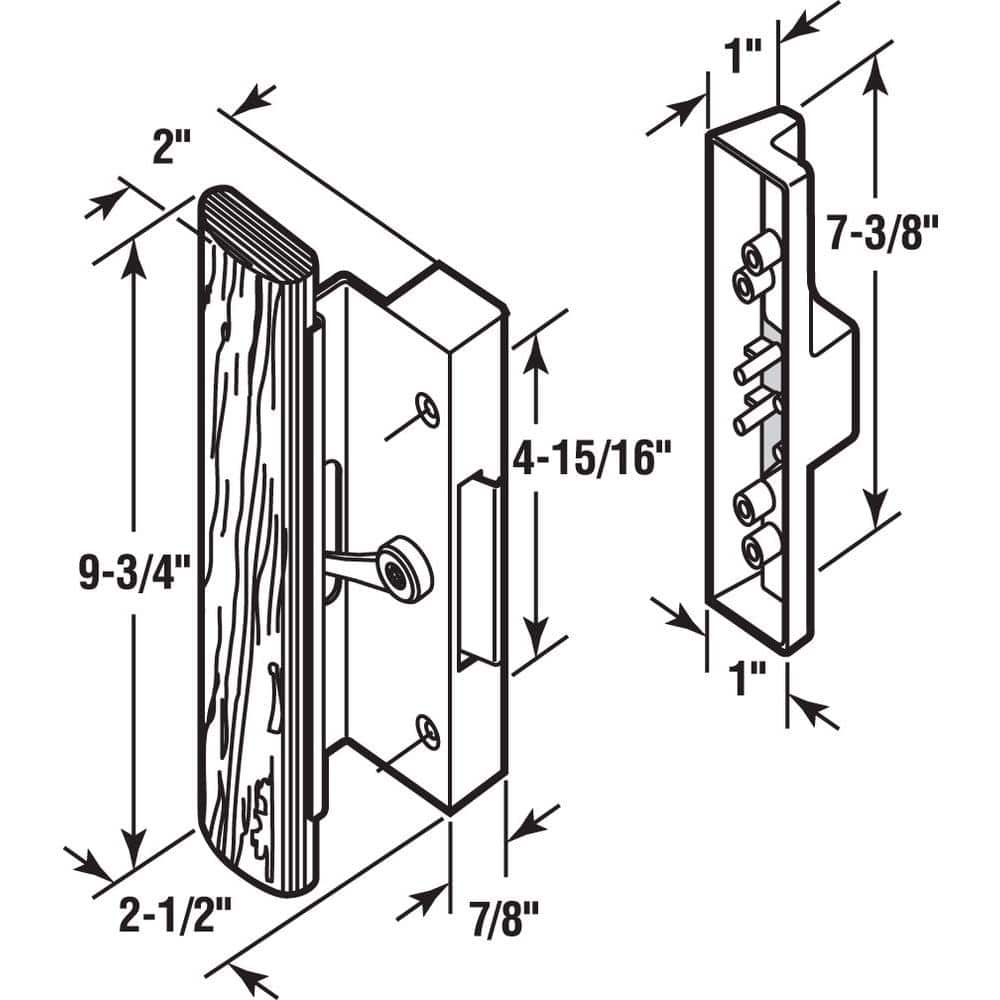 Prime-Line Black Diecast Sliding Door Handle with Wood Handle (2)