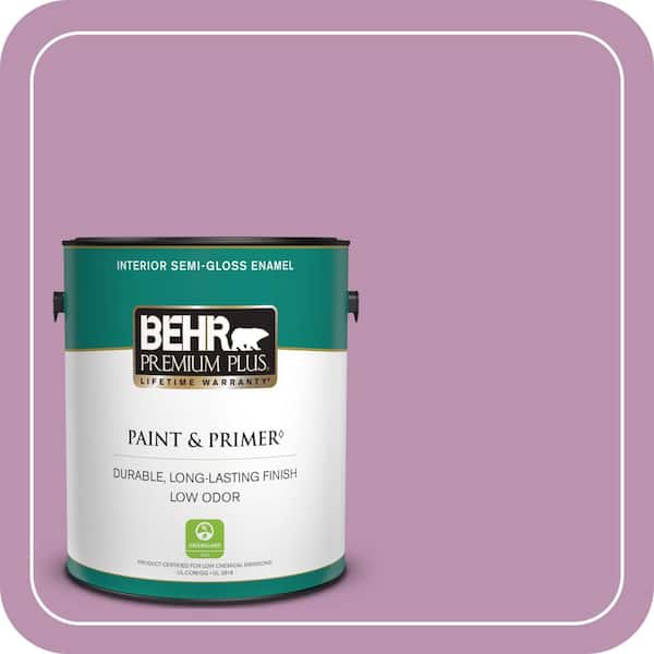 BEHR PREMIUM PLUS 1 gal. Home Decorators Collection #HDC-MD-10 Blooming Lilac Semi-Gloss Enamel Low Odor Interior Paint & Primer (4)