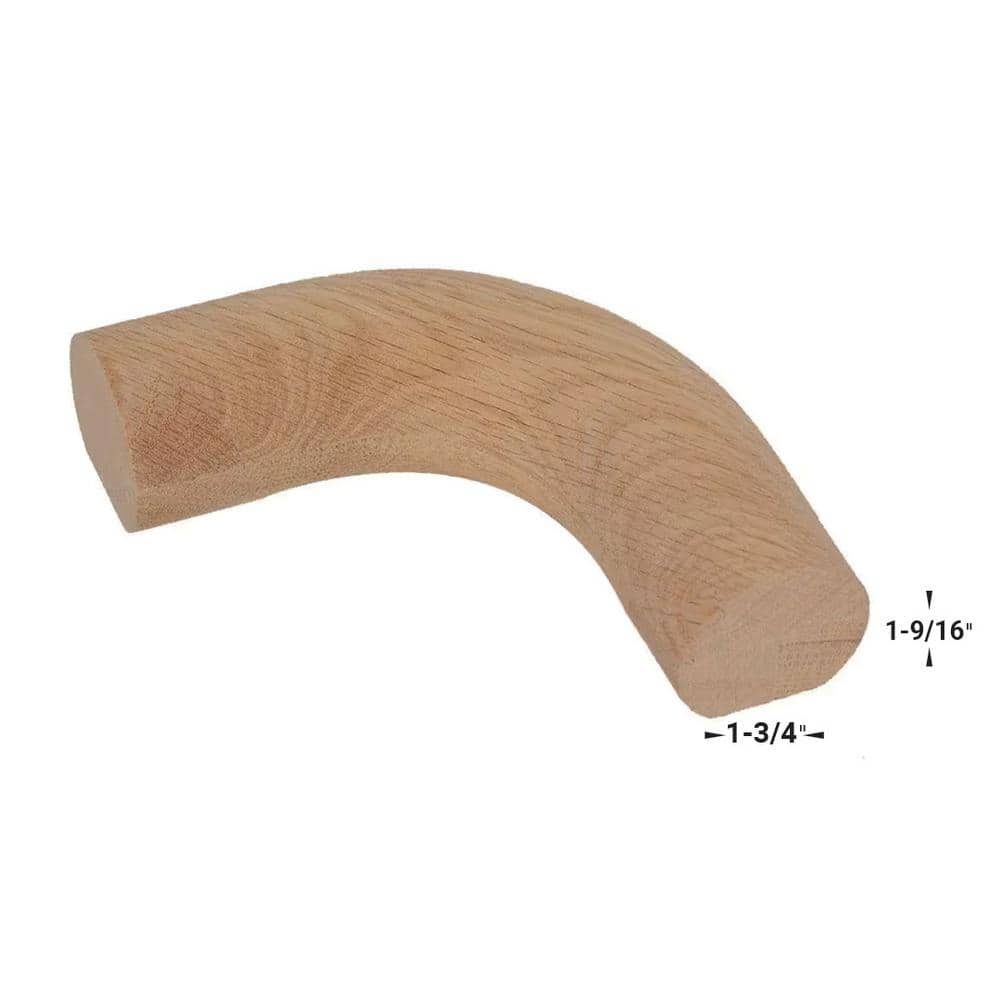 EVERMARK Stair Parts 7123 Unfinished Red Oak 90° Level Quarter Turn Handrail Fitting