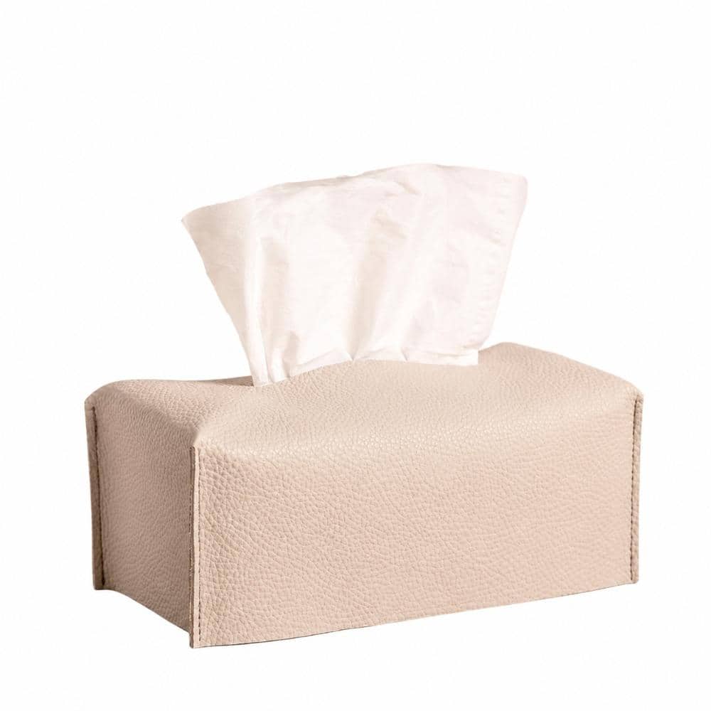 Unbranded Aesthetic Rectangle Tissue Box Cover for Medium Flat Boxes, Light Taupe, 9.5 in L x 4.9 in W x 3.6 in H