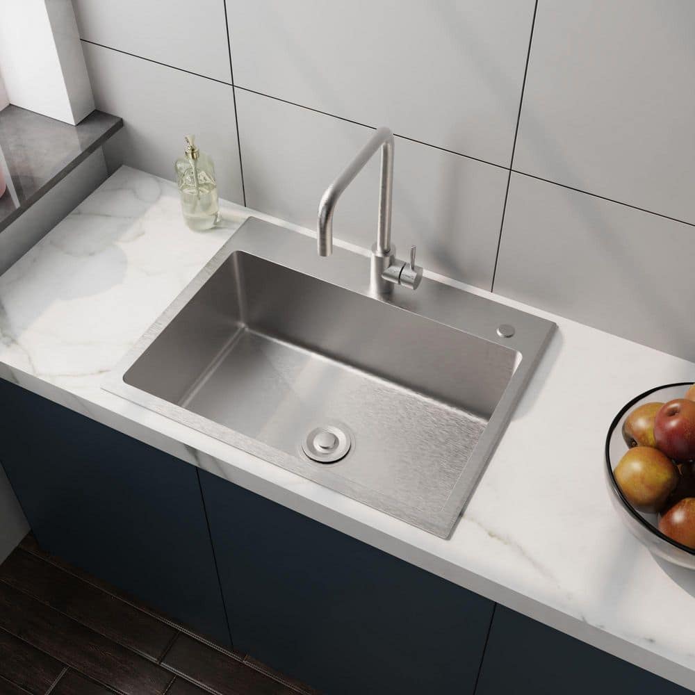Wudkey 24 in. Drop-In Silver Laundry Utility Sink, Brushed Stainless Steel with Faucet and Drain (3)