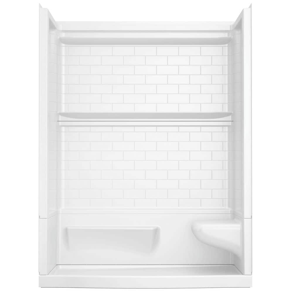 Delta Classic 500 Tile Curve Right Seat 32 in. L x 60 in. W x 75.76 in. H Alcove Shower Kit with Shower Wall and Shower Pan (1)