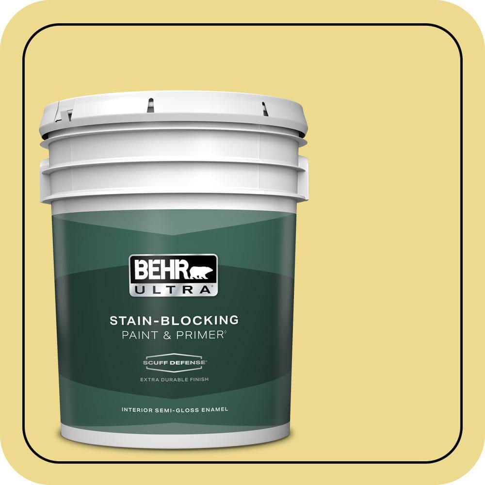 BEHR ULTRA 5 gal. #P320-4 Pineapple Crush Extra Durable Semi-Gloss Enamel Interior Paint & Primer