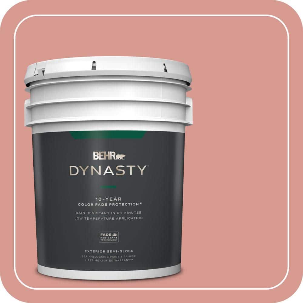 BEHR DYNASTY 5 gal. #T13-15 Shanghai Peach Semi-Gloss Enamel Exterior Stain-Blocking Paint & Primer