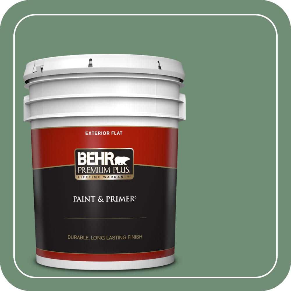BEHR PREMIUM PLUS 5 gal. #QE-46 Ivy Wreath Flat Exterior Paint & Primer