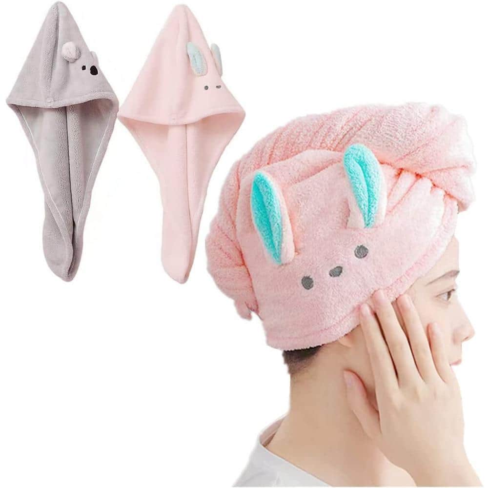 Dyiom 10.08 in. L x 3.9 in. W x 0.08 in. H Microfiber Hair Towel Super Absorbent Hair Dry, Hair ToolOrganizer, in.Pink (1)