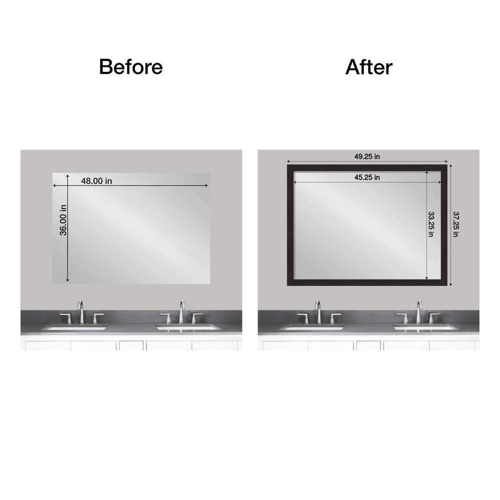 Amanti Art Mirror Makeover Furniture Espresso Narrow 49.25 in. W x 37.25 in. H Bathroom Mirror Frame Border Kit-Fits a 48x36 mirror (2)