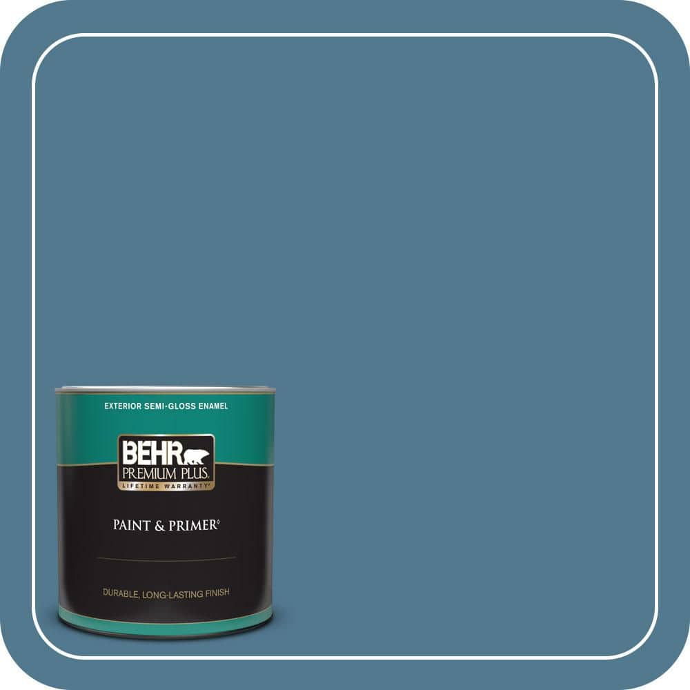 BEHR PREMIUM PLUS 1 qt. #PPU14-03 Cayman Bay Semi-Gloss Enamel Exterior Paint & Primer