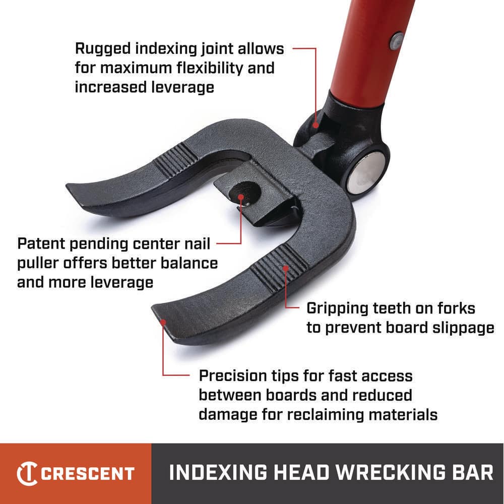 Crescent Bull Bar 44 in. Indexing Head Deck Removal Demo Wrecking Bar (2)