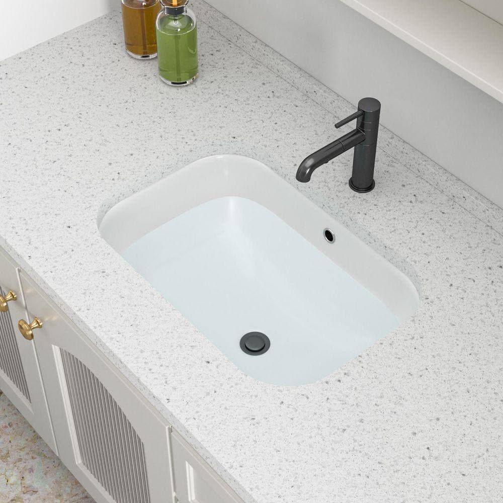 Logmey 22 in. x 15 in. Rectangular Vitreous China Undermount Bathroom Sink in White with Overflow Drain (3)