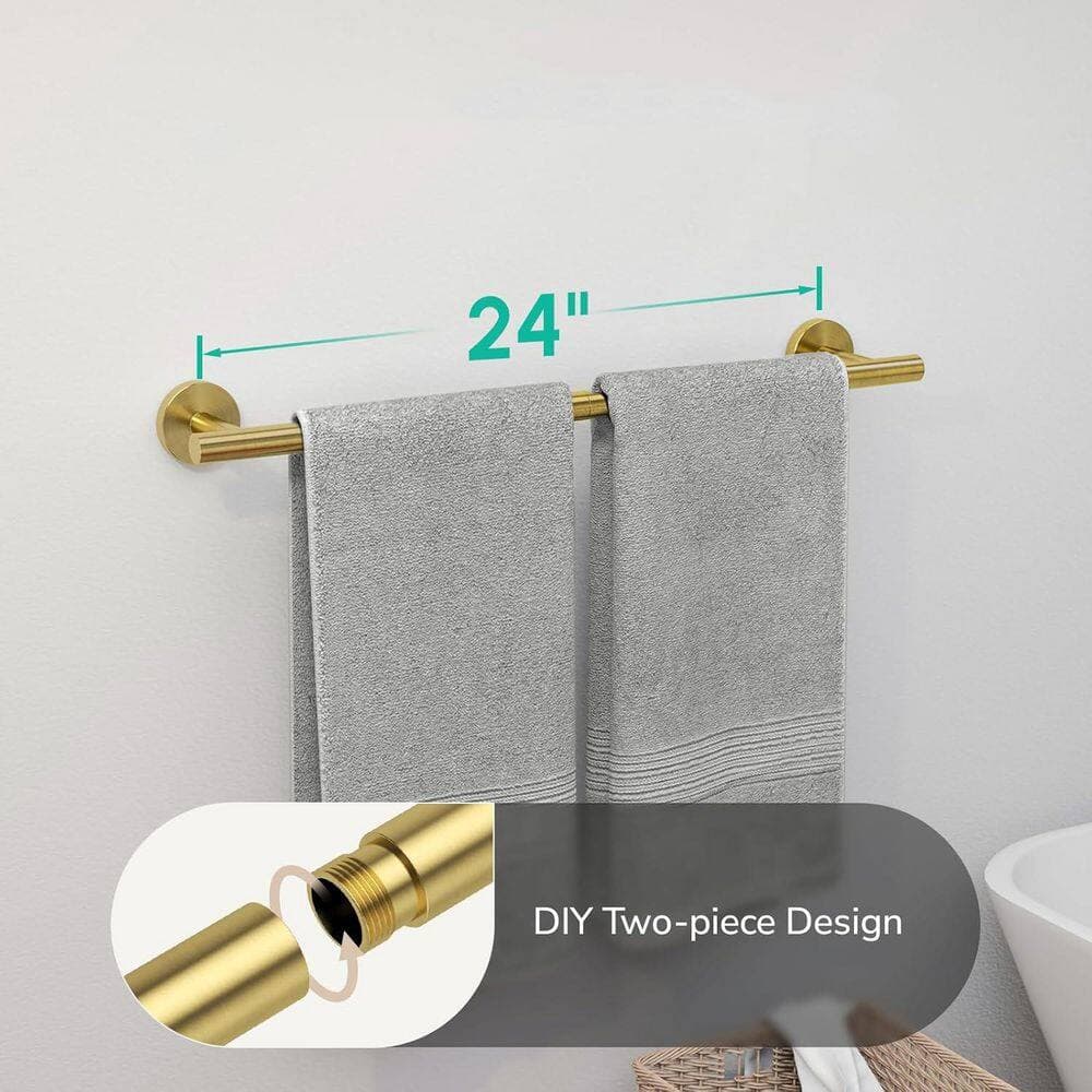 Wudkey Bathroom Towel Bar in, Wall Mounted Thickened Stainless Steel Towel Rod, Bathroom Towel Holder, Rack (4)