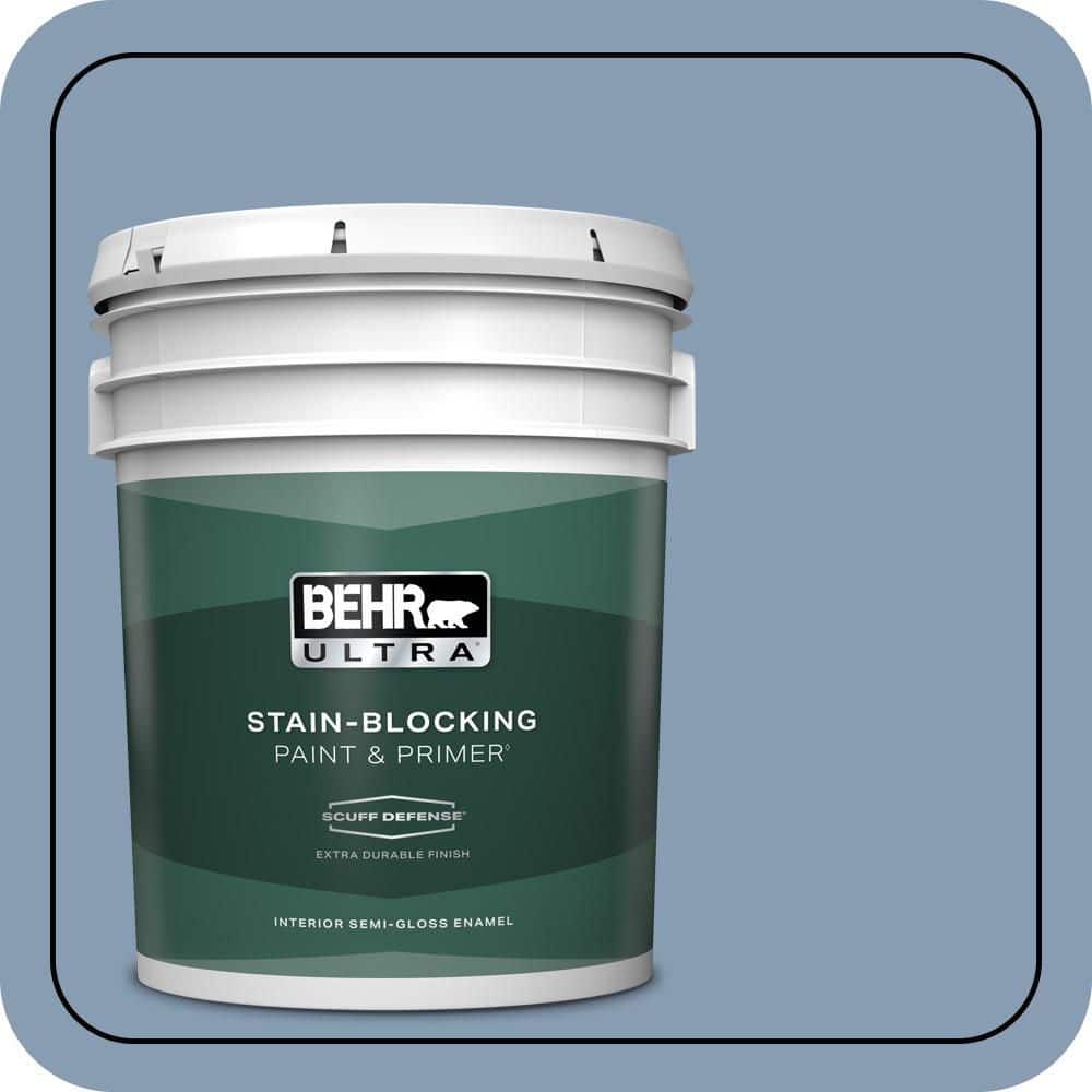 BEHR ULTRA 5 gal. #S520-4 Private Jet Extra Durable Semi-Gloss Enamel Interior Paint & Primer