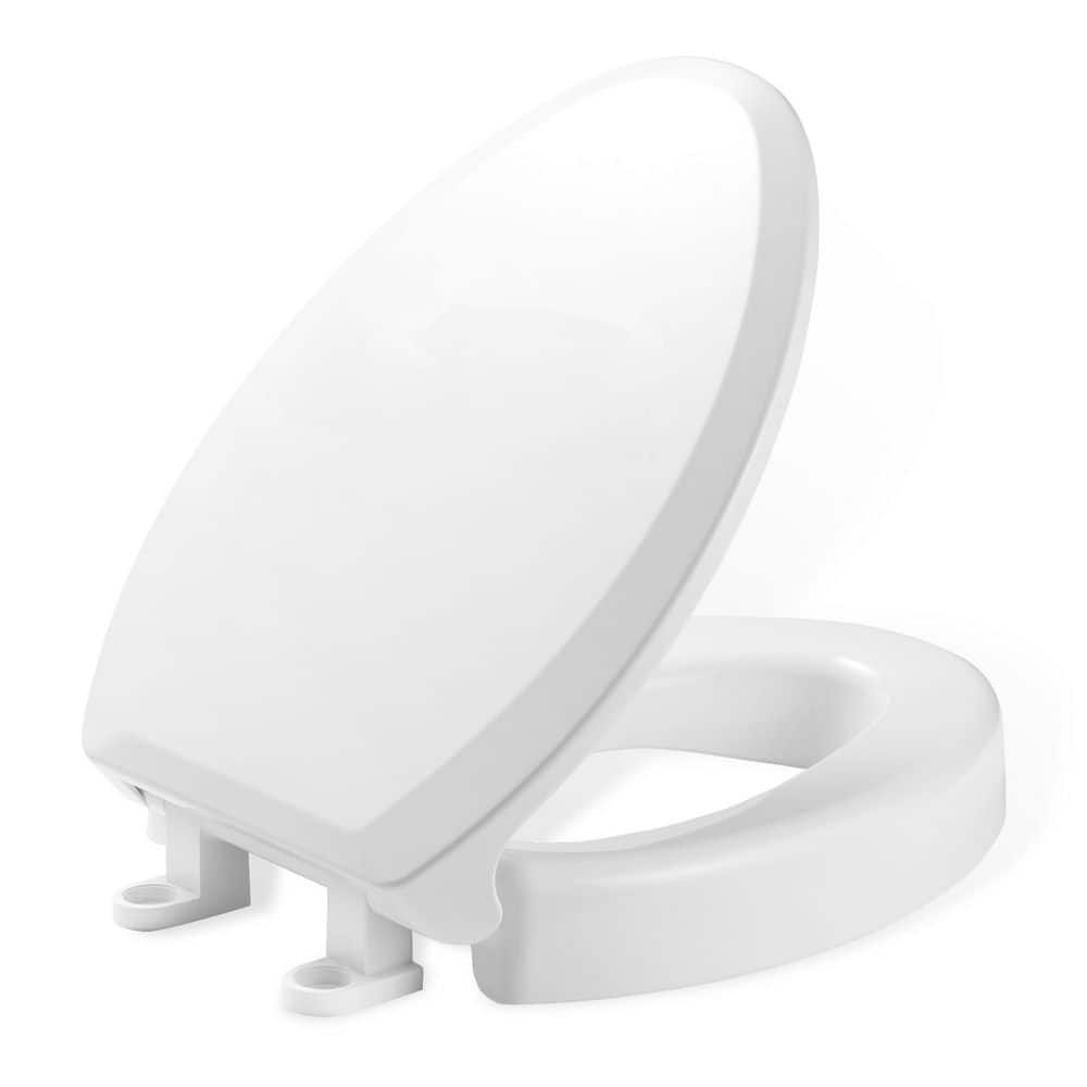 Wudkey Elongated Toilet Seat Risers for Seniors, 2.5 in. Elevated Toilet Seat with Slow Close, Non-Slip Raised Toilet Seat (1)