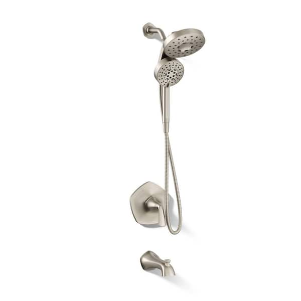 KOHLER Sundae Single Handle 1-Spray Tub and Shower Faucet 1.75 GPM in. Vibrant Brushed Nickel (Valve Included)