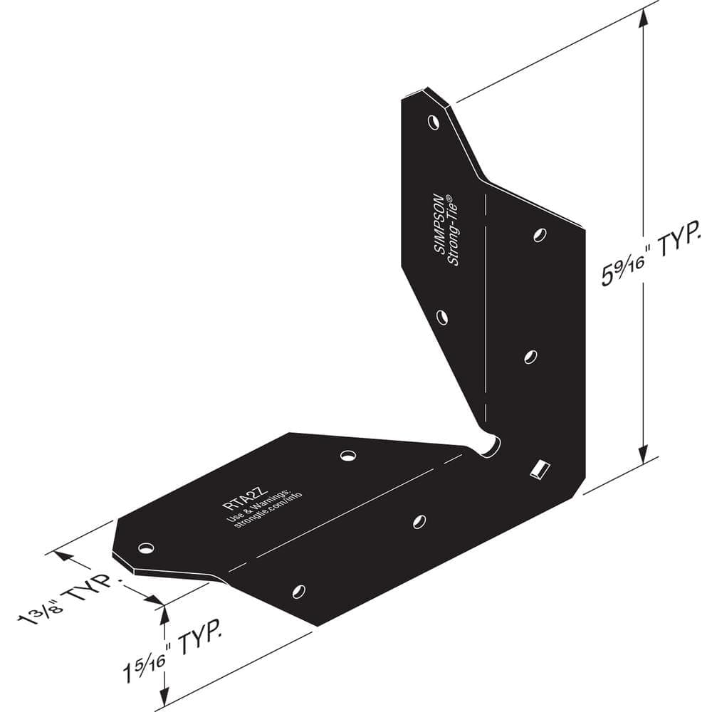 Simpson Strong-Tie Outdoor Accents ZMAX, Black Powder-Coated Rigid Tie Angle for 2 x 2 Joist/Post (3)