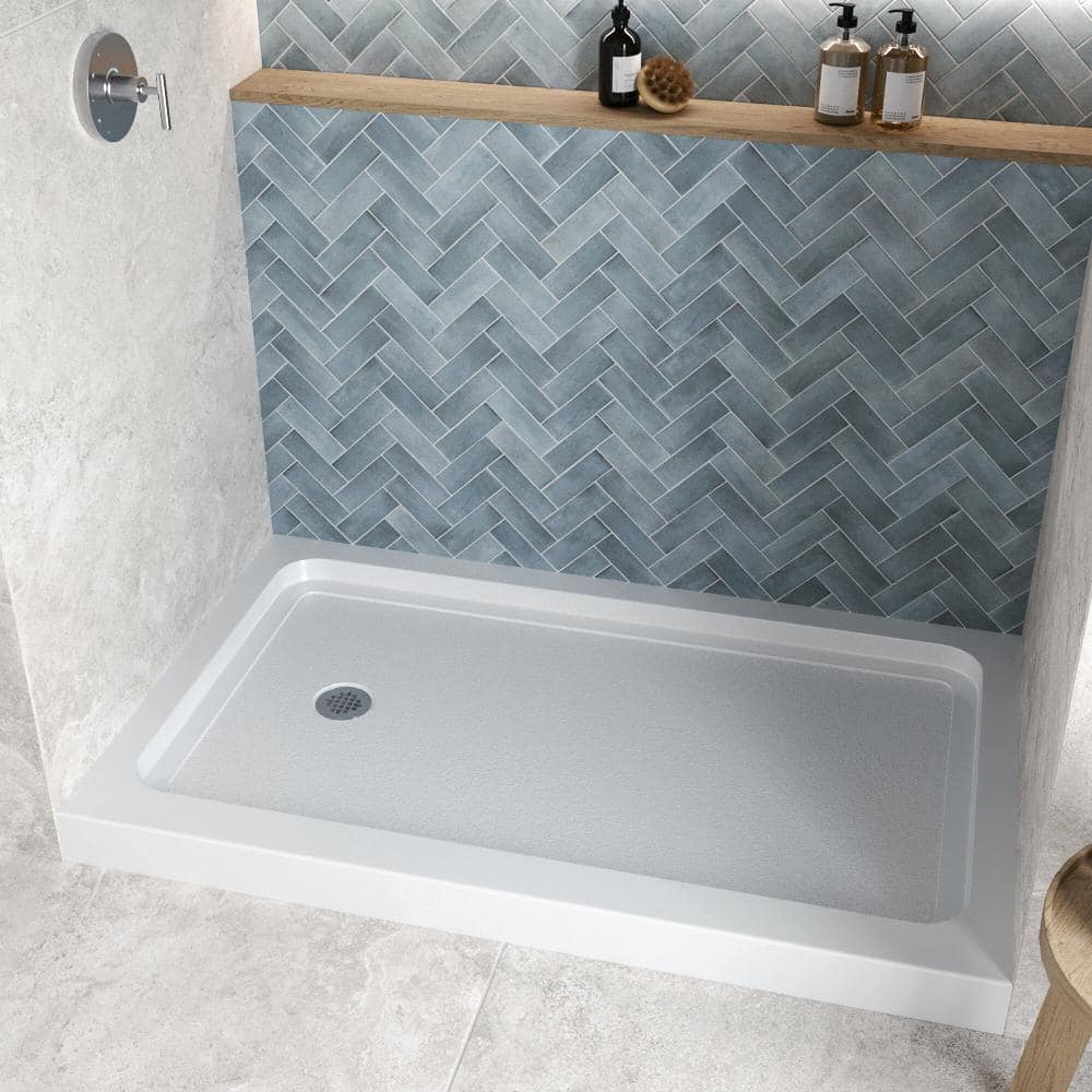 Streamline GB-519-80 60 in. L x 36 in. Alcove Acrylic Shower Pan Base in Glossy White with Right Drain, ABS Drain Included (3)