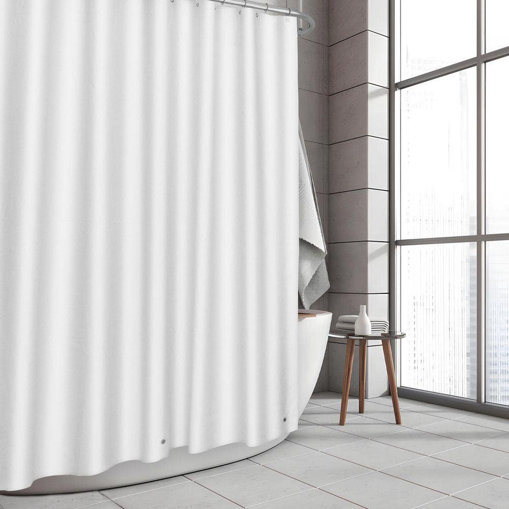 RAY STAR Raystar PEVA 70 in. x 72 in White Waterproof Shower Curtain Liner Shower Liner with 3 Magnetic Weights and 12 Hooks (2)