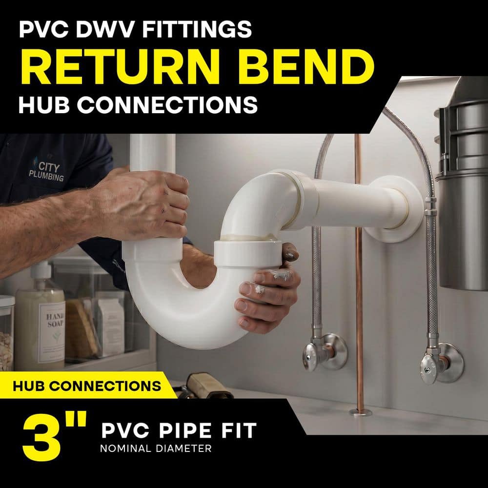 PLUMBFLEX 4 in. PVC DWV Return Bend H x H, White Rigid PVC Drain, Waste & Vent Fitting, (5 Pack) (2)