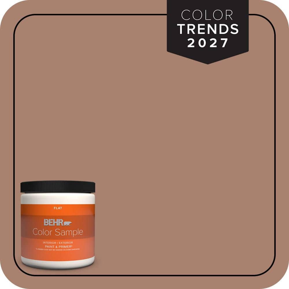 BEHR PREMIUM PLUS 8 oz. #S190-5 Cocoa Nutmeg Flat Interior/Exterior Paint & Primer Color Sample