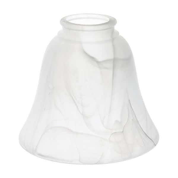 PRIVATE BRAND UNBRANDED 4.75 in. White Marbleized Glass Bell Shaped Replacement Pendant Shade with 2.25 in. Lip Fitter