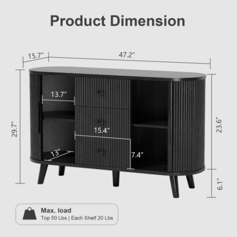 Unbranded 47.2 in. W x 15.7 in. D x 29.7 in. H Bathroom Black Linen Cabinet (2)