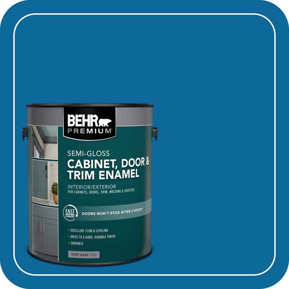 BEHR PREMIUM 1 gal. #MQ4-58 Mondrian Blue Semi-Gloss Enamel Interior/Exterior Cabinet, Door & Trim Paint