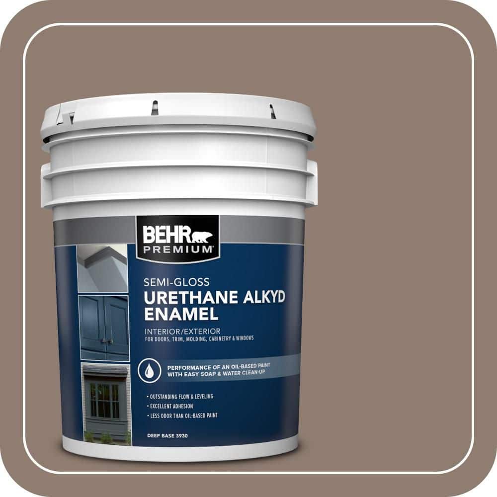 BEHR PREMIUM 5 gal. #N180-5 Bridle Leather Urethane Alkyd Semi-Gloss Enamel Interior/Exterior Paint