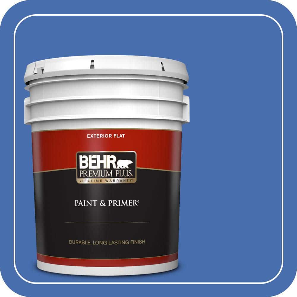 BEHR PREMIUM PLUS 5 gal. #PPU15-05 New Age Blue Flat Exterior Paint & Primer