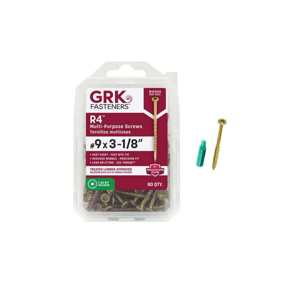 GRK Fasteners #9 x 3-1/8 in. Star Drive Torx Bugle Head R4 Multi-Purpose Wood Screw (80-Pack)