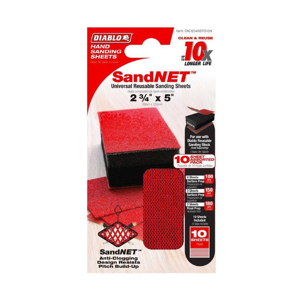 DIABLO 2-3/4 in. x 5 in. Assorted SandNET Reusable Sanding Sheets for Drywall (3)
