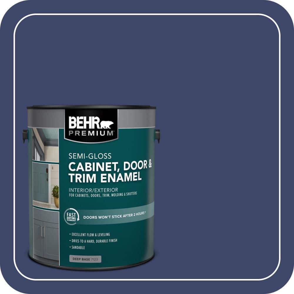 BEHR PREMIUM 1 gal. #S-H-620 Midnight Sky Semi-Gloss Enamel Interior/Exterior Cabinet, Door & Trim Paint