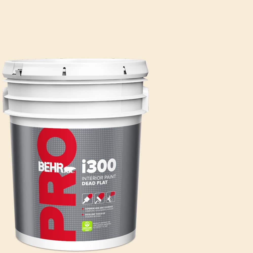 BEHR PRO 5 gal. #YL-W04 Linen White Dead Flat Interior Paint