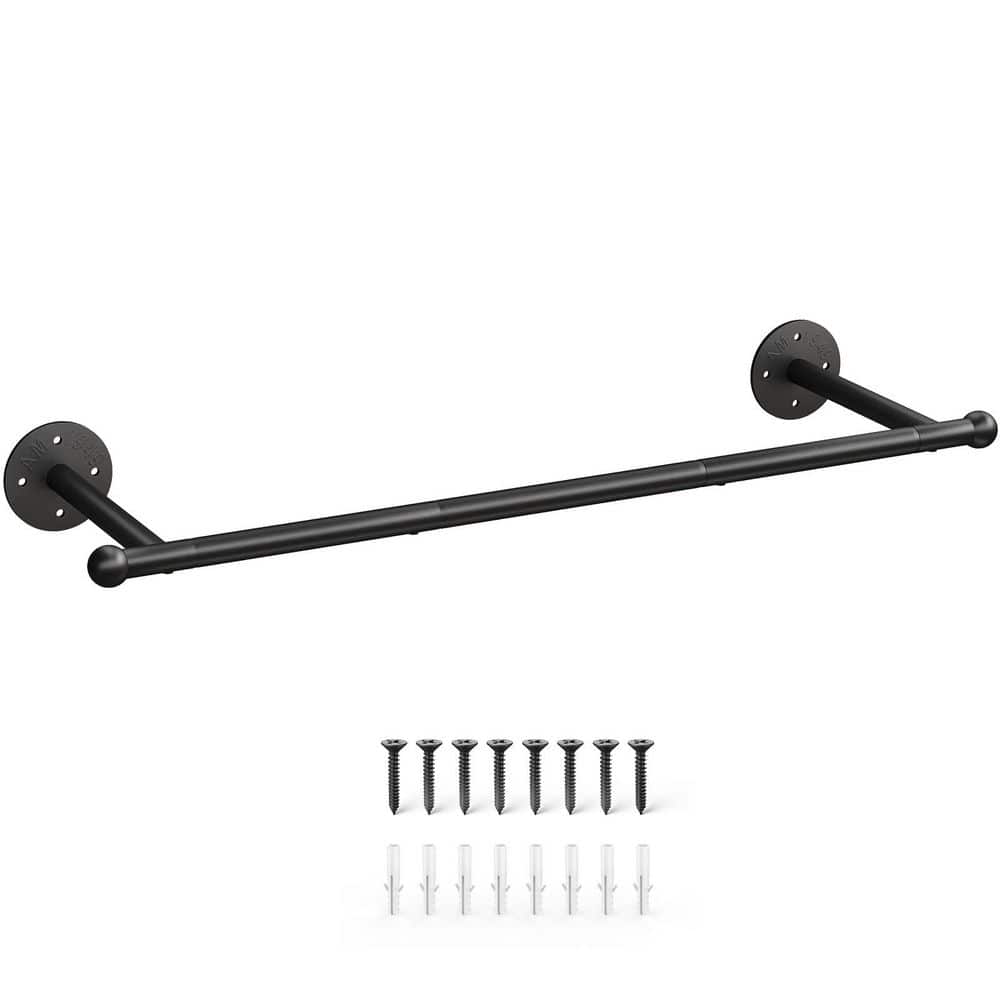 NVNOO 33 in. Industrial Pipe Clothing Rack, Multi-Purpose Hanging Rod for Laundry, Bedroom and Closet Storage, Black (1-Pack)