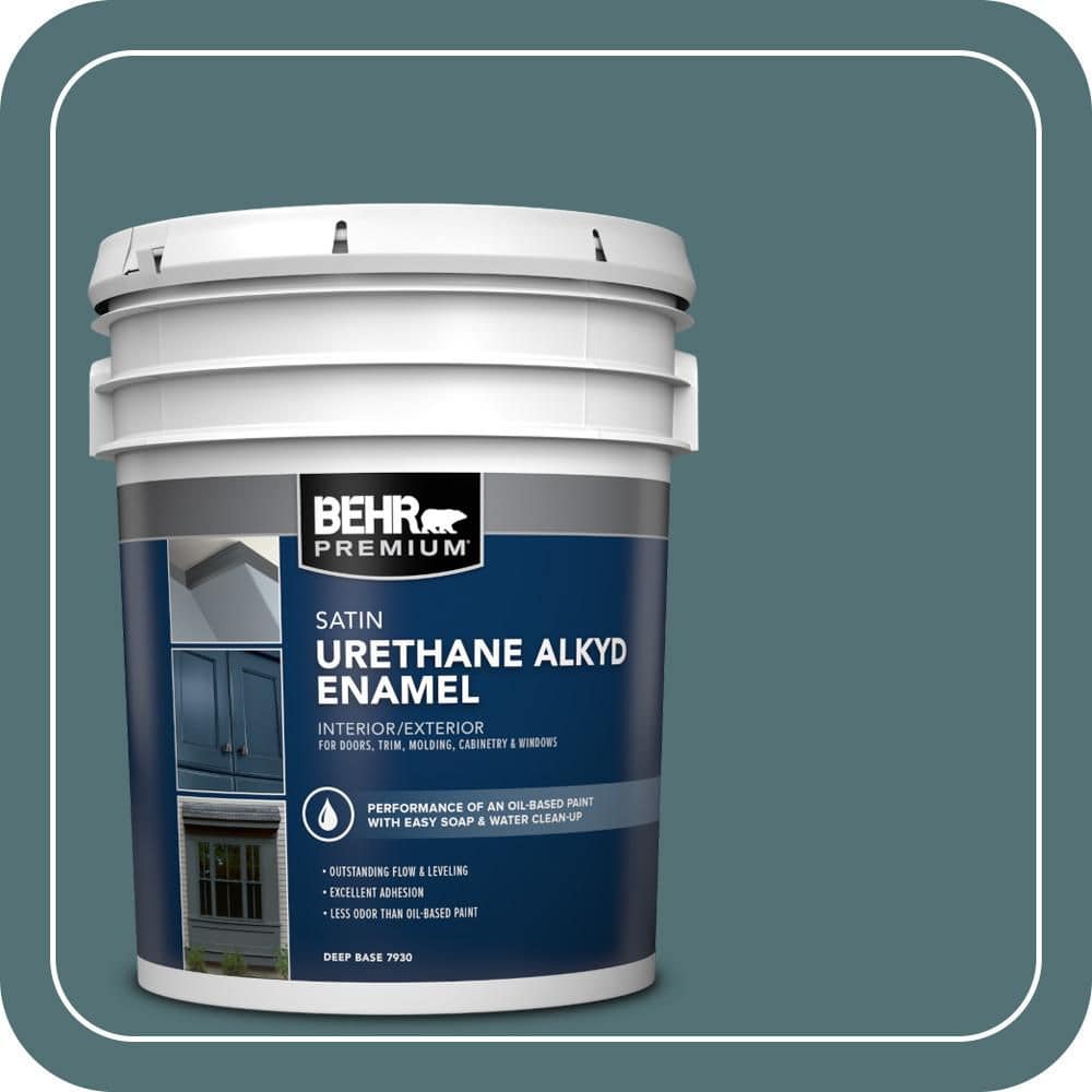 BEHR PREMIUM 5 gal. Home Decorators Collection #HDC-CL-22 Sophisticated Teal Urethane Alkyd Satin Enamel Interior/Exterior Paint