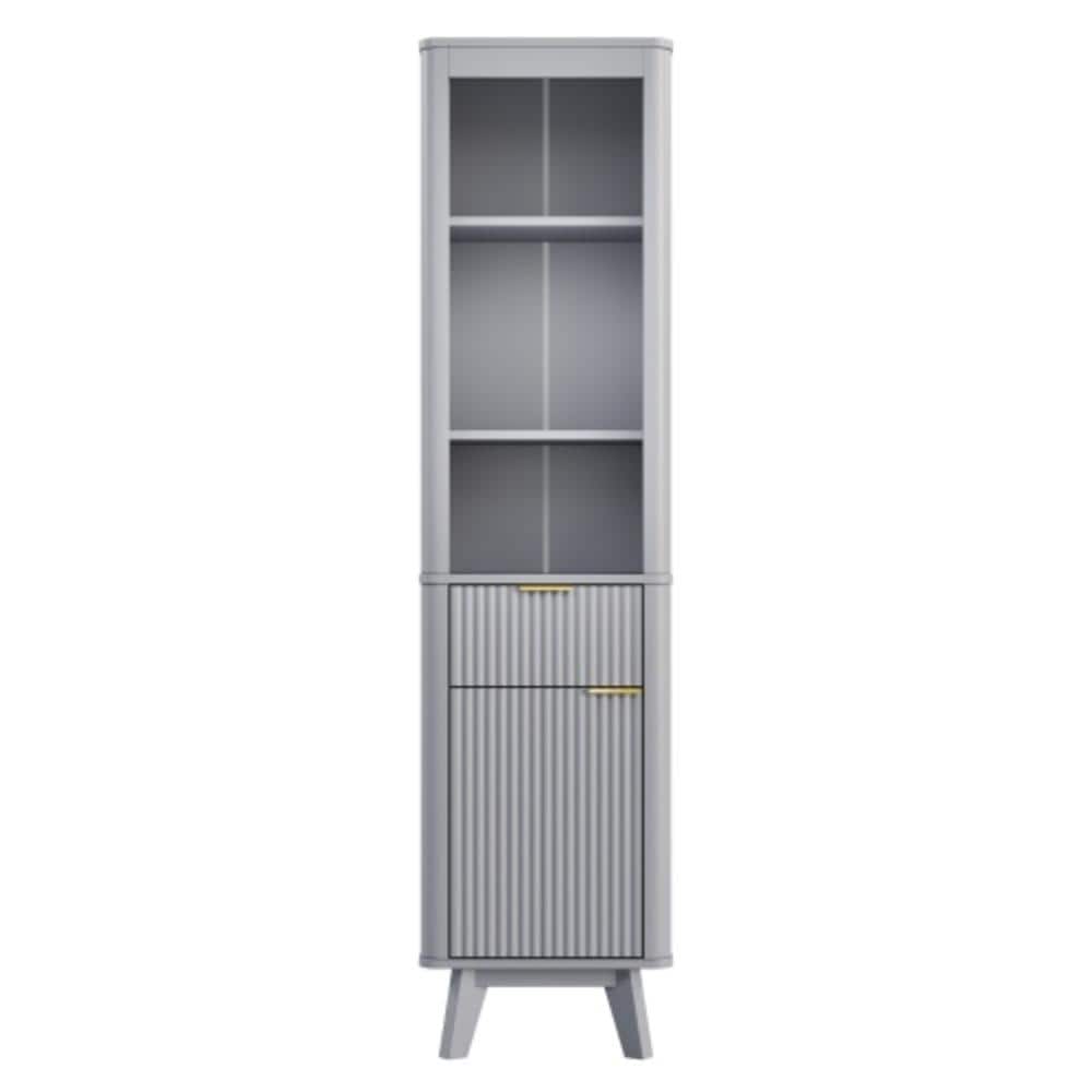 Unbranded 15.75 in. W x 11.61 in. D x 68 in. H Bathroom Gray Linen Cabinet