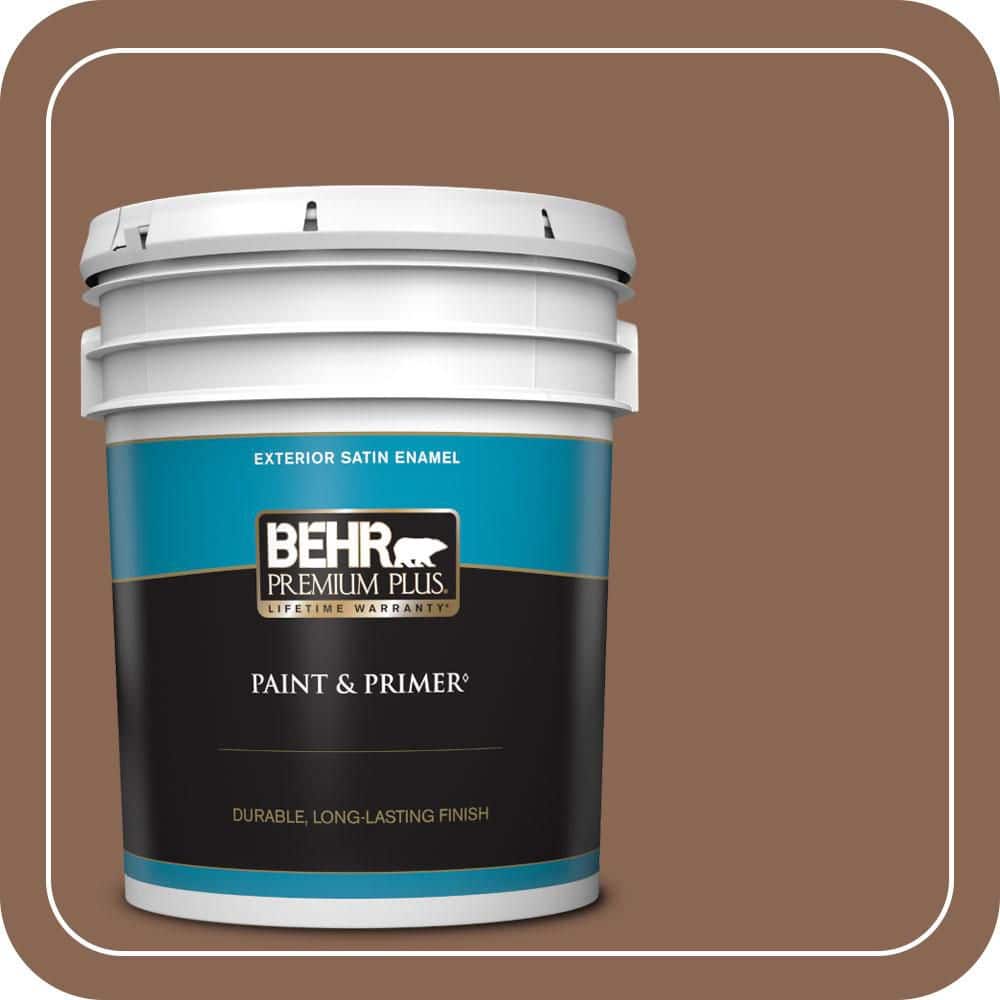 BEHR PREMIUM PLUS 5 gal. #PPU3-17 Clay Pot Satin Enamel Exterior Paint & Primer