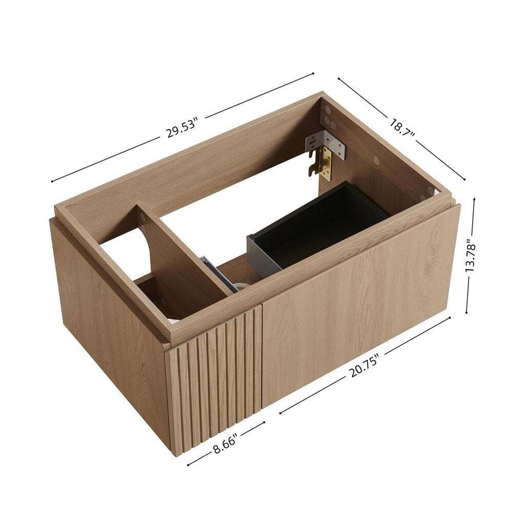 Buruis 30 in. Bath Vanity Cabinet without Top in Brown with 2 Doors, Basin, Faucet and Sink Not Included (2)