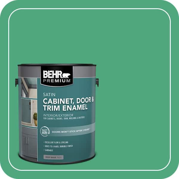 BEHR PREMIUM 1 gal. #P420-5 Shamrock Green Satin Enamel Interior/Exterior Cabinet, Door & Trim Paint (2)