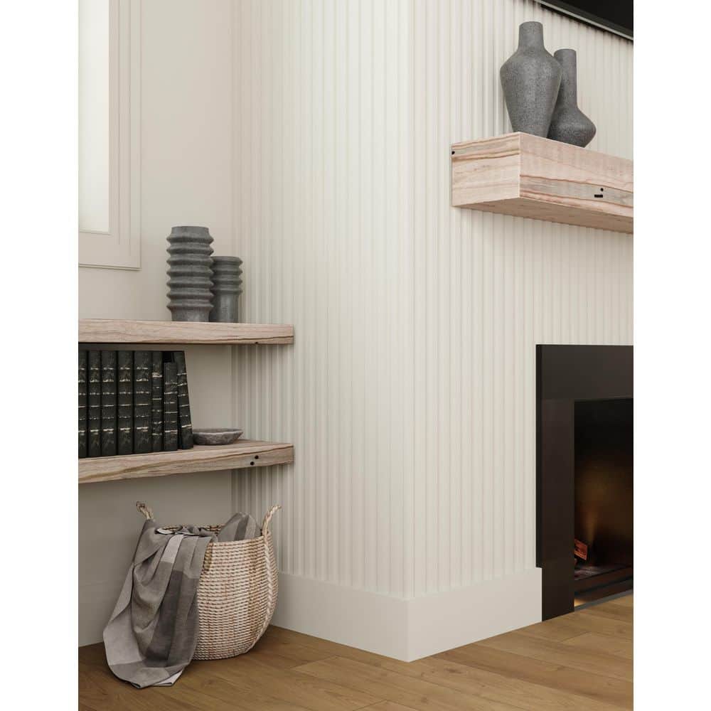 Ornamental Mouldings 0.375 in. D x 5 in. W x 47.5 in. L Unfinished Poplar Wood Accent Wall Panel Moulding (2)