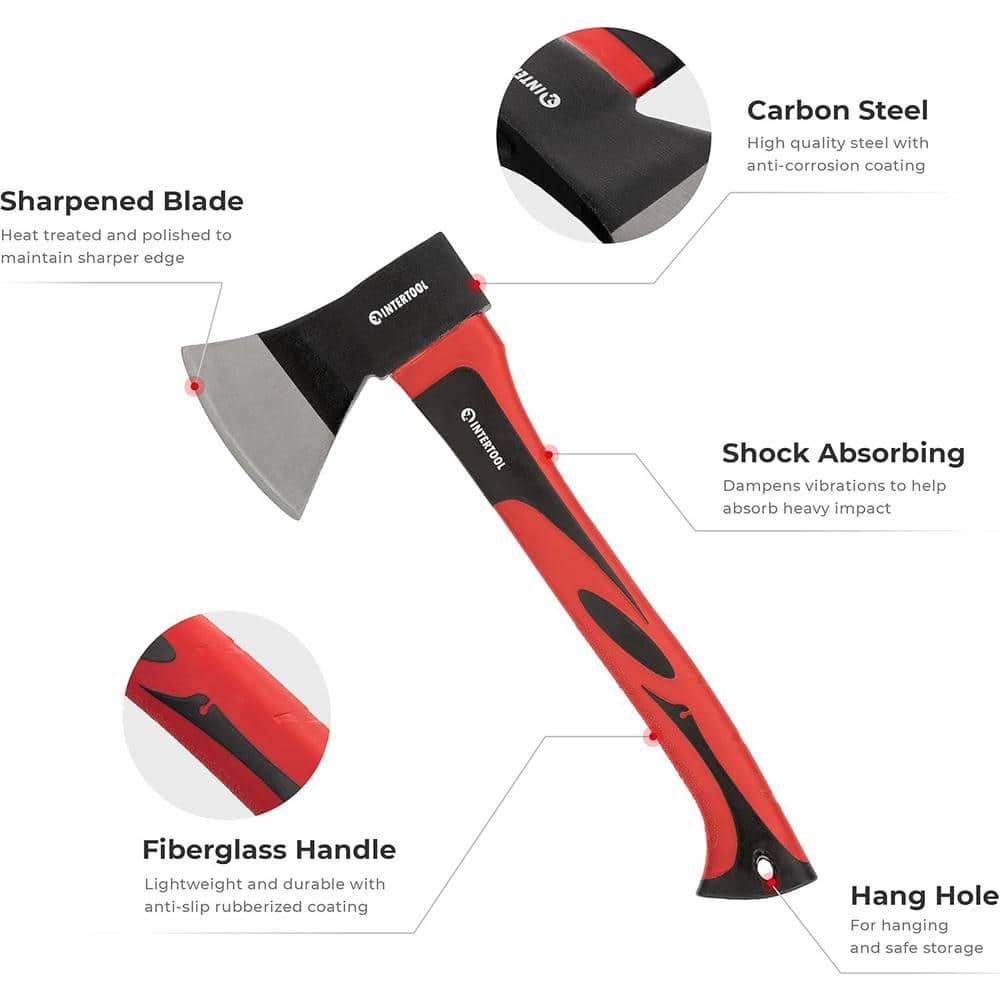 Unbranded 1.3 lb. Hatchet Axe with 15 in. Shock Absorbing Anti-Slip Fiberglass Handle (3)
